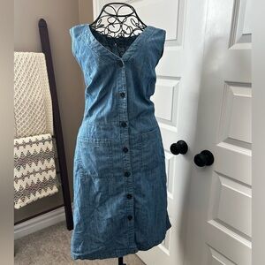 Old Navy Chambray Cotton Sleeveless Button-Down Fit and Flare Dress